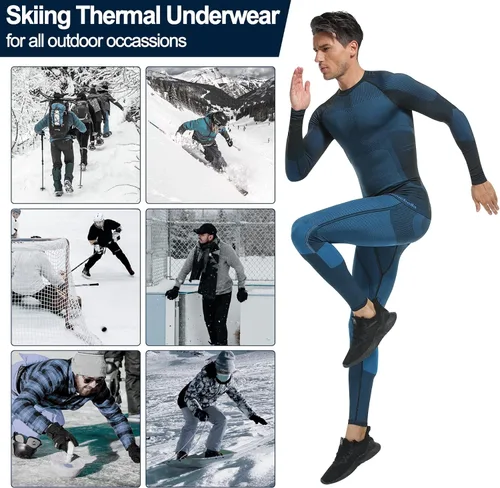 Miniatura 3 de UNIQUEBELLA - Ropa interior térmica para hombre con calzoncillos largos y forro polar de secado rápido y capa de base térmica