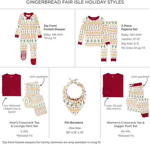 Miniatura 2 de Burt's Bees Baby Conjuntos de pijamas de Navidad familiares a juego, pijamas de algodón orgánico para niños, niños pequeños, mujeres y adultos
