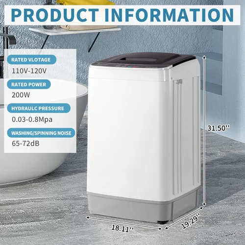 Miniatura 2 de Winado Lavadora completamente automática, lavadora portátil de carga superior de 17.6 libras con bomba de drenaje, 10 programas de lavado, 8 niveles