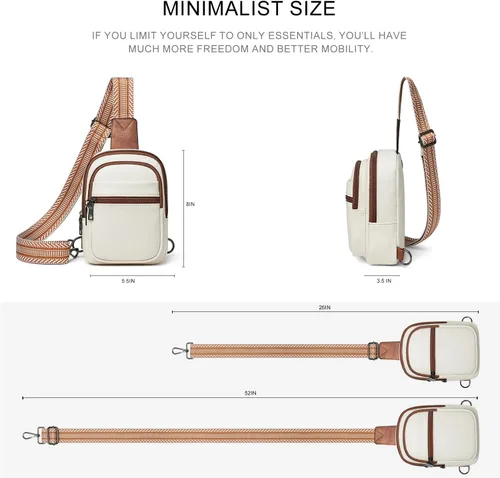 Miniatura 4 de Sling Bag For Women Faux Leather Small Casual Daypack Backpack Fanny Pack Crossbody Chest Bags Purse
