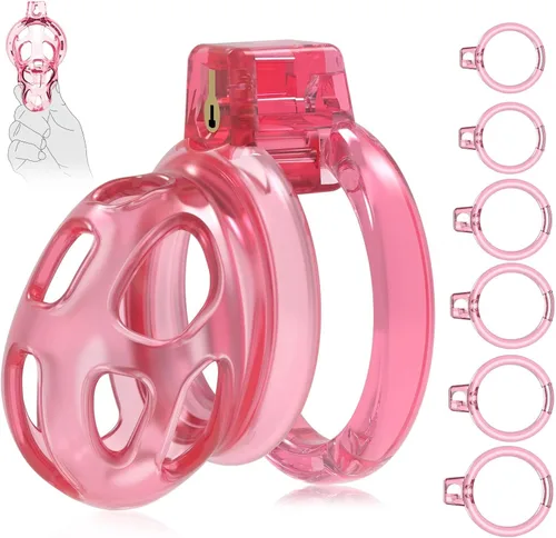 Miniatura 12 de Dispositivos de Jaula de Castidad Masculina - Jaula de Pene de Silicona Suave y Ligera para Hombre, Cintura de Castidad Transparente con Candado