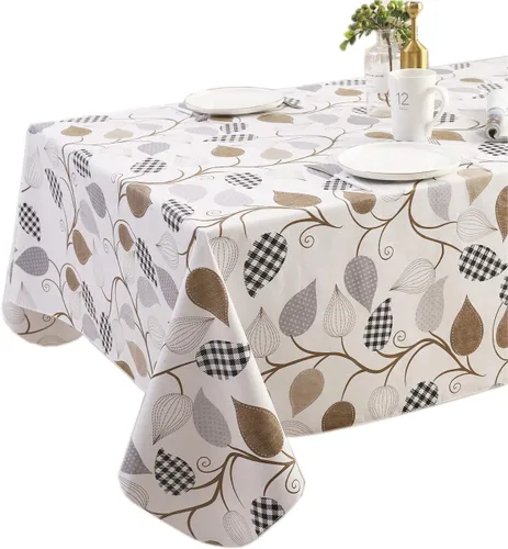 Miniatura 2 de Pioggia Mantel de vinilo con parte trasera de franela, impermeable, a prueba de aceite, mantel de PVC, cubierta de mesa de plástico lavable a prueba