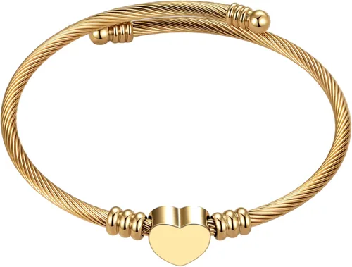 Simple Love - Pulseras de corazón para mujer, de acero inoxidable, ajustable, para cumpleaños, color oro, plata, oro rosa