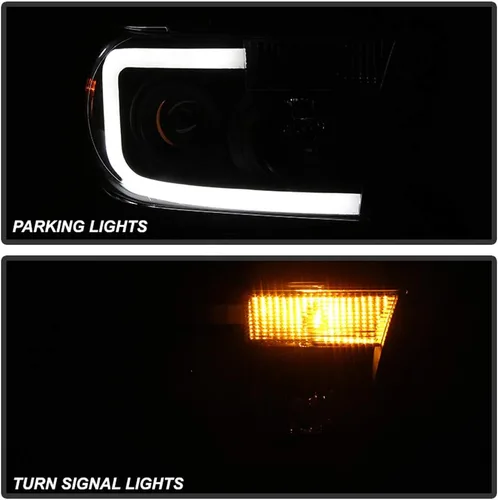 Miniatura 9 de ACANII - Faros delanteros para Toyota Tundra 2007-2013 con tubo LED ahumado negro estilo de mejora, juego de faros delanteros izquierdo y derecho