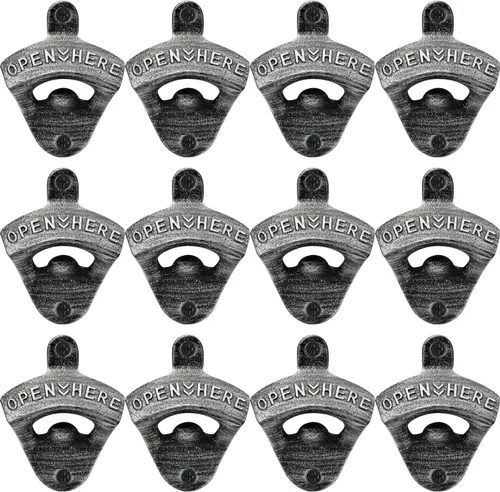Miniatura 16 de Abrebotellas de cobre vintage montado en la pared de hierro fundido conjunto de cerveza ideal para hombres mujeres (3 piezas)