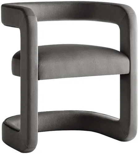 Miniatura 11 de Modway Winslow Silla de comedor de terciopelo resistente a las manchas en alabastro, sillón de barril con respaldo abierto, silla de comedor
