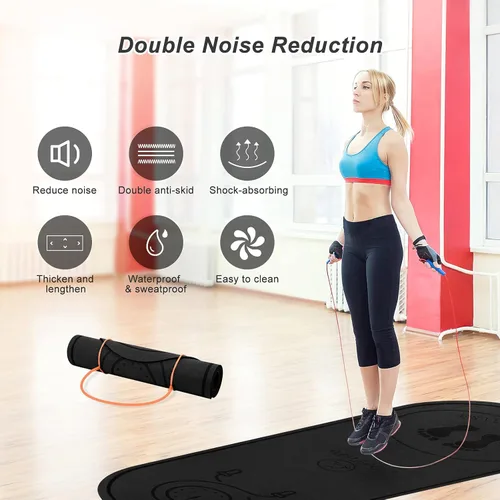 Miniatura 4 de Tapete para Saltar la Cuerda 71"/63"x24" Más Grande Antideslizante Interior Exterior Tapete de Ejercicio Fitness, Alta Densidad Entrenamiento