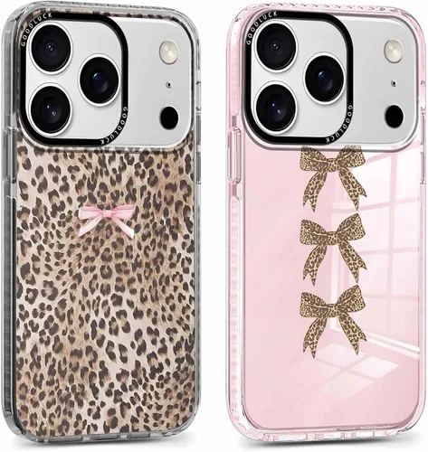 Miniatura 41 de Pack de 2 Fundas con Estampado de Guepardo para Apple iPhone 13 / iPhone 14 de 6.1 Pulgadas, Funda Transparente Linda Coquette con Patrones