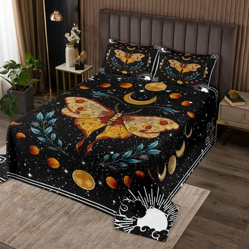 Miniatura 38 de Erosebridal Juego de colcha de teñido anudado arcoíris, juego de ropa de cama bohemio de calavera de la muerte, juego de ropa de cama tamaño King