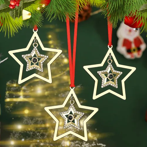 3 adornos colgantes para árbol de Navidad, decoración de árbol de Navidad de metal, para fiestas en interiores, hogar, familia, fiesta de mascotas,