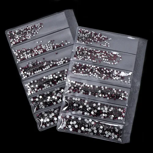 Miniatura 5 de 3456 piezas de cuentas de vidrio con respaldo plano, diamantes y gemas para arte de uñas, 6 tamaños ss4~ss12 Amatista