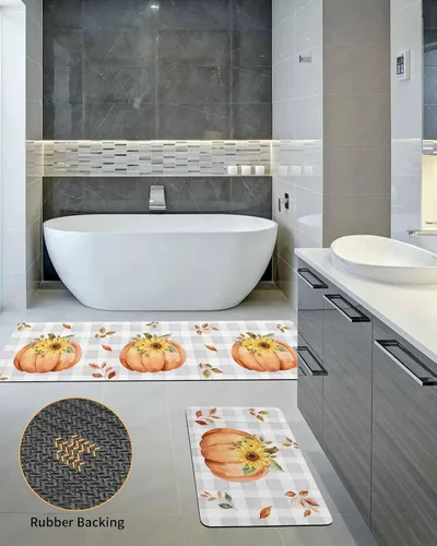 Miniatura 5 de Tapete de baño de calabaza para bañera, antideslizante, de secado rápido y absorbente, tierra de diatomeas, fregadero, dormitorio, cocina, lavable