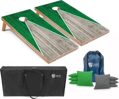 Miniatura 43 de Tailgating Pros Juego de tablero de Cornhole ligero con diseño piramidal con bolsas de frijoles y estuche de transporte, juego de cornhole