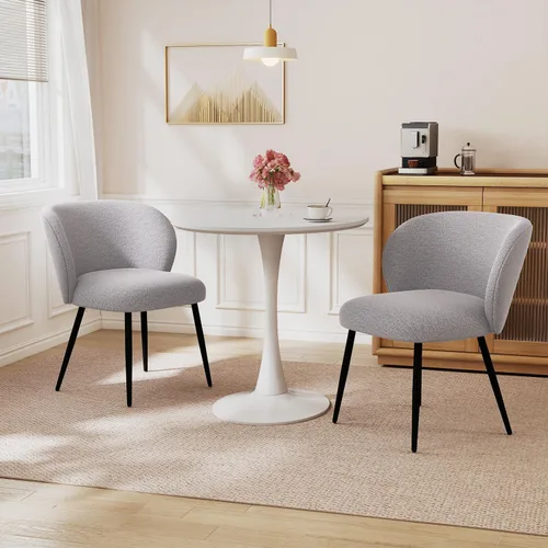 Miniatura 12 de Juego de 2 sillas tapizadas de tela, sillas de tocador de maquillaje, sillas decorativas modernas, sillas de comedor con patas de metal para cocina