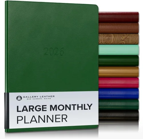 Miniatura 137 de Gallery Leather Agenda Mensual Grande 2025-2026, Elegantemente Encuadernada Planificador de Calendario y Cuaderno con Elegantes Bordes Dorados, 18