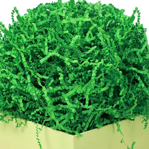 Miniatura 8 de Outus Relleno de papel arrugado verde de 0.5 libras para bolsa, caja de regalo, cesta, color verde hierba, corte arrugado, relleno de papel