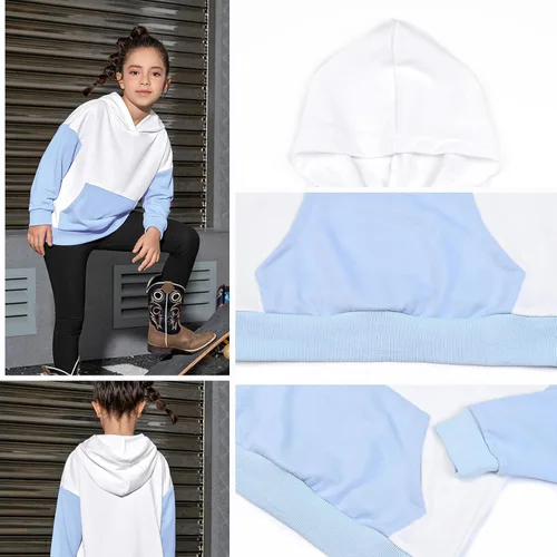 Miniatura 5 de Jxstar Sudadera de manga larga con capucha y cremallera para niñas, camisa suelta con bolsillo