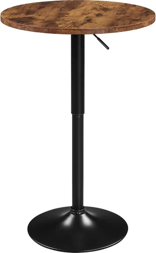 Miniatura 12 de Yaheetech Mesa de bar redonda, altura ajustable y mesas giratorias de 360°, mesa de cóctel con parte superior de MDF, base de patas plateada
