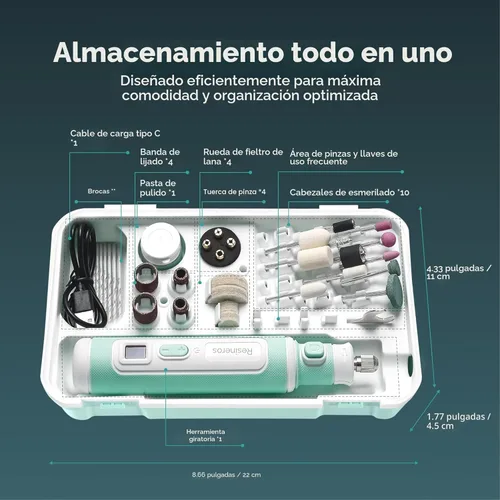 Miniatura 3 de Kit de herramientas rotativas inalámbricas Resiners, kit de taladro y pulido de resina, ajustable de 8 velocidades, carga tipo C, kit de joyería Kit