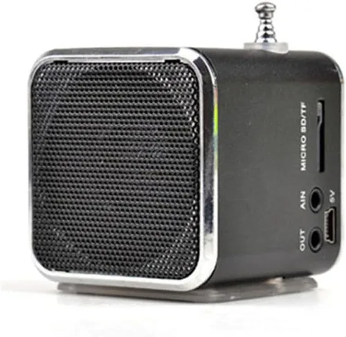 Miniatura 6 de Mini altavoz portátil reproductor de música, radio FM, altavoz estéreo, soporte para tarjeta TF y disco U, diseño breve, mini altavoz perfecto