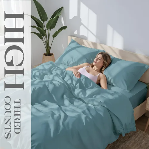 Miniatura 64 de Bluemoon Homes Sábanas de Algodón Egipcio Twin - Juego de Sábanas de 4 Piezas, Juego de Ropa de Cama de 1000 Hilos, Suave y Lujoso Juego de Sábanas