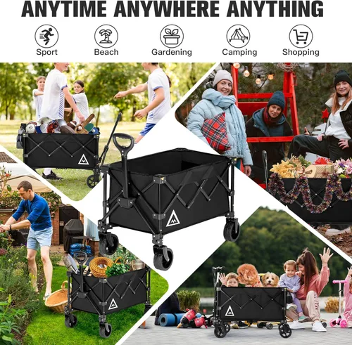 Miniatura 5 de Carro de Compras Plegable con Ruedas Grandes para Playa, Jardín, Exterior, Utilidad Todo Terreno, Carga Pesada, Carros de Compras Portátiles