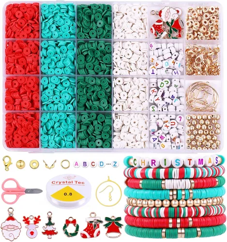 Miniatura 8 de Wuollgess Juego de 3500 cuentas de arcilla pastel para hacer pulseras, cuentas heishi de macarrón de polímero para joyas, kit de pulsera de amistad