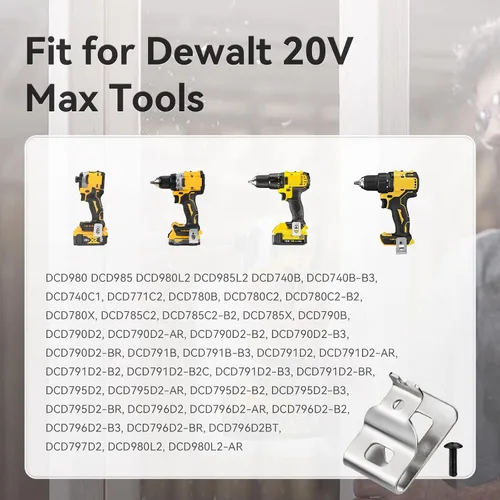 Miniatura 6 de Clips de cinturón para Dewalt, 6 piezas de clips para herramientas de perforación de acero inoxidable 304 con tornillos para Dewalt N268241 N086039