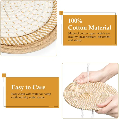 Miniatura 3 de Billbotk Salvamanteles de 8 pulgadas para platos calientes, ollas calientes y sartenes, 6 almohadillas calientes resistentes al calor, soportes