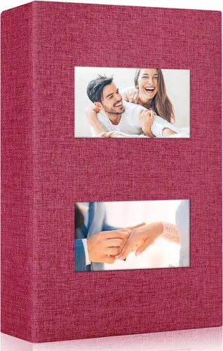 Miniatura 11 de Álbum de fotos de 4 x 6 pulgadas, 200 bolsillos para regalos de boda, libro de recuerdos de tapa dura de lino con ventana frontal para aniversario