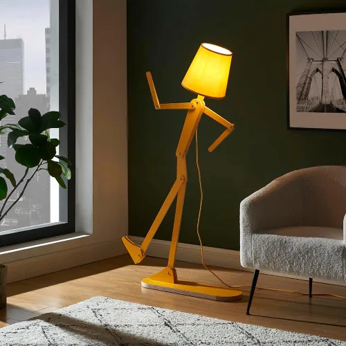 Miniatura 2 de Lámpara de pie mini de madera genial para sala de estar, dormitorio, mesita de noche - Luz decorativa de esquina para oficina, lámpara de lectura