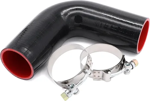 Miniatura 13 de Acoplador de codo de 90 grados de 4 capas de manguera de silicona de 2 pulgadas (51 mm) con abrazaderas de perno en T para tubo de intercooler