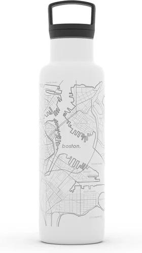 Miniatura 6 de Well Told Botella de agua aislada con mapa de Washington DC grabado, botella de acero inoxidable grabada (21 onzas, blanco) botella aislada de mapa