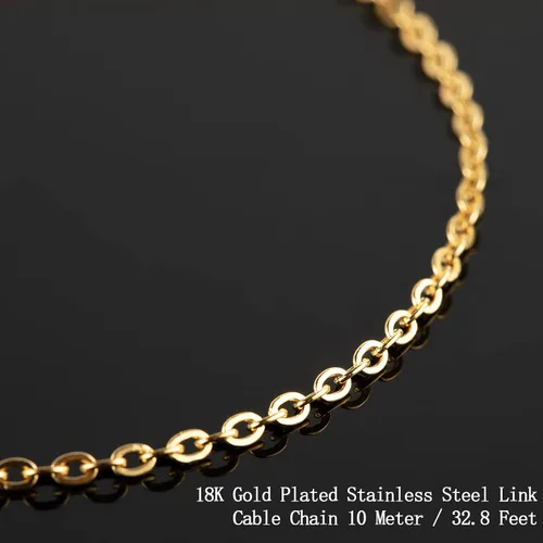 Miniatura 4 de UMAOKANG Cadenas chapadas en oro de 33 pies para fabricación de joyas, carrete de eslabones de cadena de cable plano para manualidades, aretes