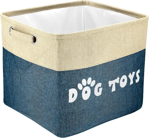 Miniatura 12 de PET ARTIST Cesta de juguetes para perros, caja plegable para juguetes para perros con asas cómodas, organizador grande de almacenamiento de juguetes