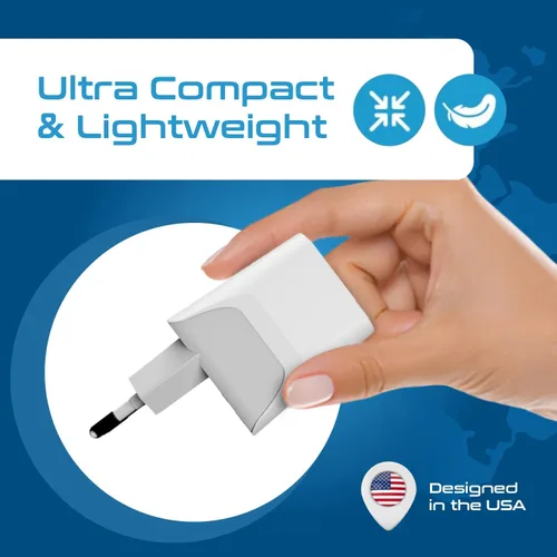 Miniatura 7 de Adaptador de viaje Ceptics, de EE. UU. a Japón, Filipinas, con doble USB, tipo A, ultra compacto Tipo L - Italia