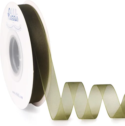 Miniatura 25 de Ribbli - Cinta de organza color oro pálido, 1/2 pulgadas x 50 yardas continuas, cinta transparente dorada para envolver regalos, envolver galletas