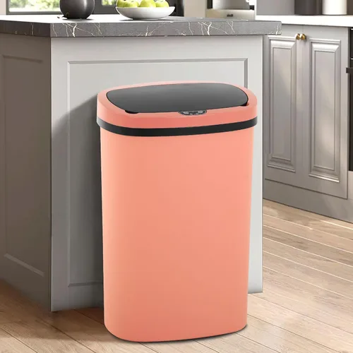 Miniatura 10 de Bote de basura de cocina de 13 galones/50 L con tapa, bote de basura con tapa sin contacto, bonito bote de basura automático para baño, cubo de Negro