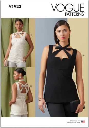 Vogue - Kit de patrón de costura sin mangas, código de diseño V1922, tallas 6-8-10-12-14