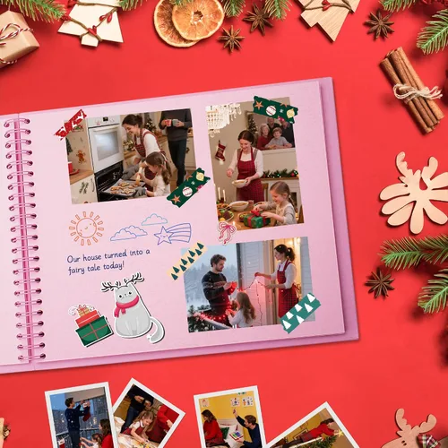 Miniatura 9 de Álbum de recortes de 7 x 7 pulgadas, álbum de recortes DIY de tapa dura de papel kraft, álbumes de fotos, 40 páginas, perfecto para fotos de 4 x 6
