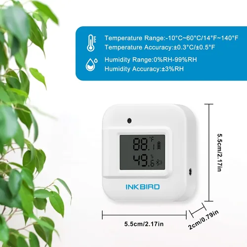 Miniatura 3 de Inkbird Termómetro inteligente Monitor de temperatura y humedad higrómetro para interiores, aplicación gratuita para iOS y Android, versión IBS-TH2