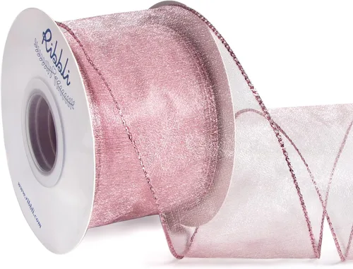 Miniatura 22 de Ribbli Cinta negra de organza con alambre, color negro transparente con borde metálico, 2-1/2 pulgadas x 20 yardas, cinta para árbol de Navidad