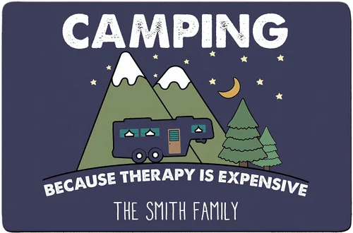 Miniatura 3 de Felpudo personalizado de Happy Campers RV – Tapete personalizado con nombre de la familia Home is Where We Park It; tapete para puerta de estilo 2