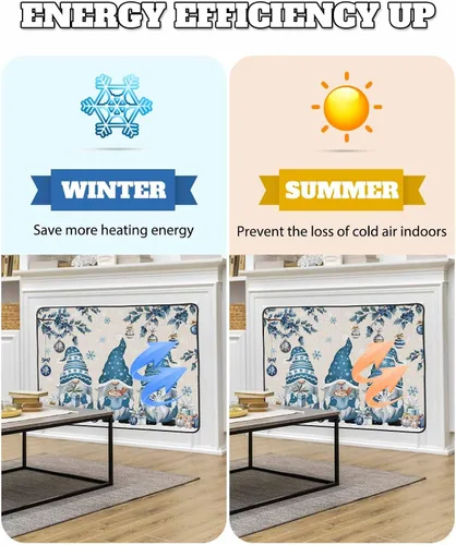 Miniatura 4 de Cubierta magnética azul para chimenea, detiene la pérdida de calor, pantalla de chimenea para interiores, bolas de gnomos de Navidad, árbol de copo