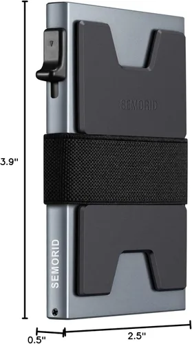Miniatura 10 de Cartera delgada de aluminio para hombre, placa trasera expandible duradera, bloqueo RFID, billetera desplegable de metal minimalista, con capacidad