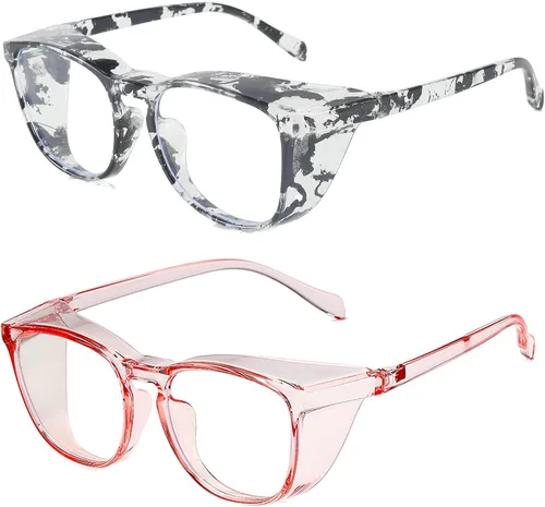 Miniatura 9 de Gafas protectoras de seguridad, lentes claros a prueba de empañamiento/rayones, para hombre, marco transparente Rosado
