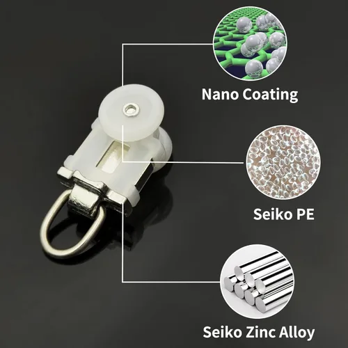 Miniatura 2 de Paquete de 20 rodillos de techo, deslizadores de cortina deslizante con ruedas, ideal para rieles de cortina para techo y divisor de habitaciones