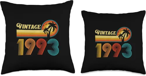 Miniatura 3 de Vintage 1993 Birthday Gift for Men Women 33 Years Retro Palm Throw Pillow