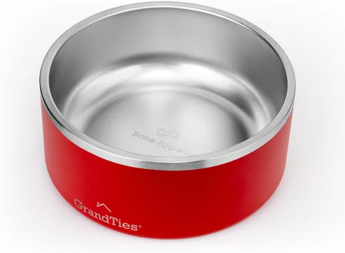 Miniatura 10 de GrandTies Cuenco de acero inoxidable para perros Comedero para mascotas reutilizable con aislamiento sin BPA Plato grande y resistente Azul