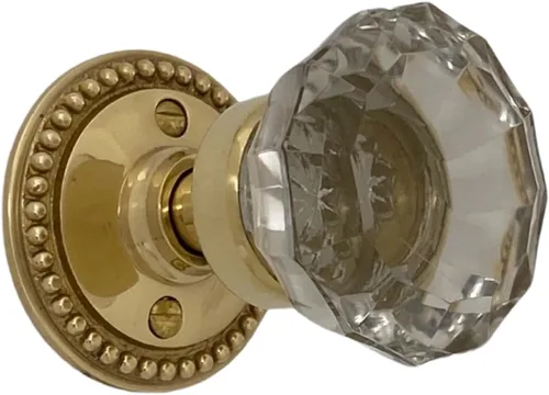 Miniatura 2 de The King's Bay Small Beaded Round Rosette Privacy Set in Polished Brass - Select Door Knobs (Rice)
